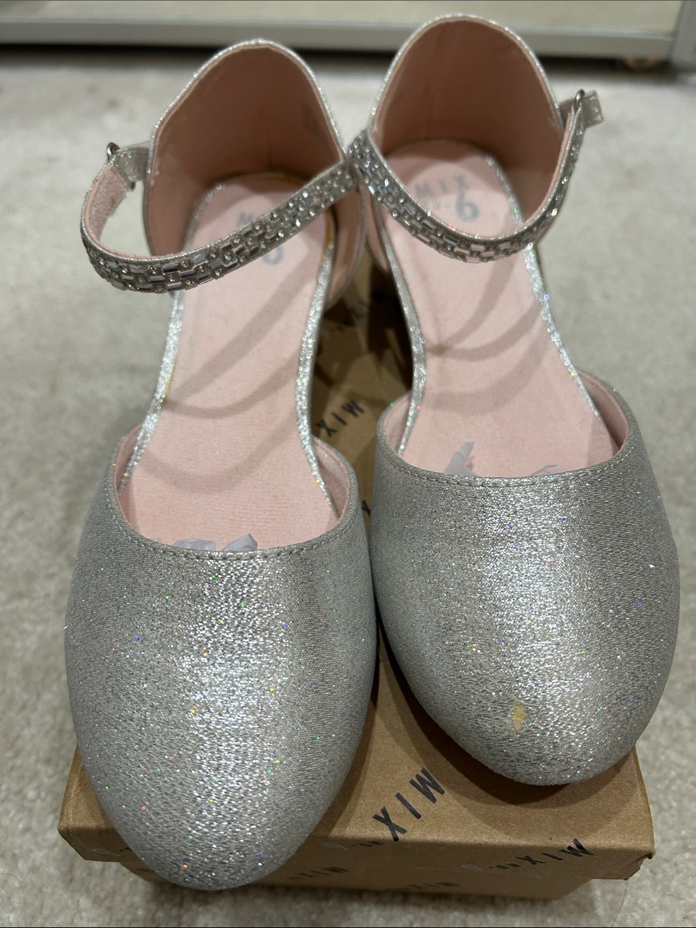 Mix No. 6 Silver Glitter Ankle-Strap Flats